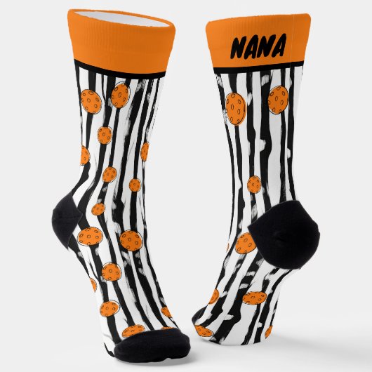Pickleball Dink & Dash Streifen Socken (Gewinkelt)