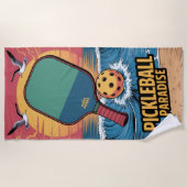 Pickleball Dinks & Drinks Beach Vibe Grafik Strandtuch (Vorderseite)