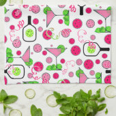 Pickleball Dinks & Drinks Brautparty Pink Cosmo Geschirrtuch (Gefaltet)