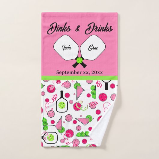 Pickleball Dinks & Drinks Brautparty Pink Cosmo Handtuch (Handtuch)