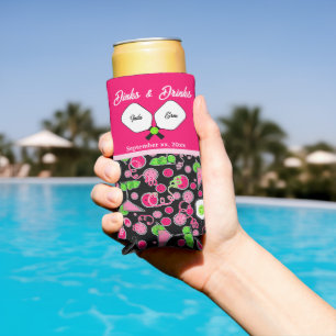 Pickleball Dinks & Drinks Brautparty Pink Cosmo Selters Dosenkühler