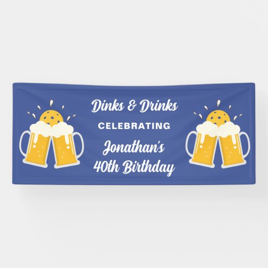 Pickleball Dinks & Drinks Personalisiert Banner (Horizontal)