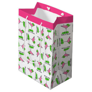 Pickleball Dinks & Drinks Pink Cosmo Cocktail Mittlere Geschenktüte