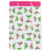Pickleball Dinks & Drinks Pink Cosmo Cocktail Mittlere Geschenktüte (Vorderseite)
