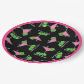 Pickleball Dinks & Drinks Pink Cosmo Cocktails  Pappteller (Schrägansicht)