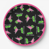 Pickleball Dinks & Drinks Pink Cosmo Cocktails  Pappteller (Vorderseite)