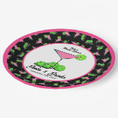 Pickleball Dinks & Drinks Pink Cosmo Cocktails  Pappteller (Schrägansicht)