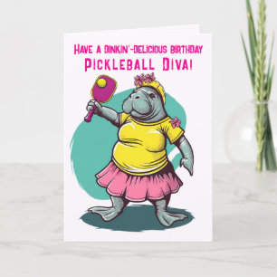 Pickleball Diva mit Manatea zum Geburtstag Feiertagskarte