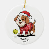 Pickleball Dog, Ugly Christmas Sweater, Ihr Foto Keramik Ornament (Vorne)