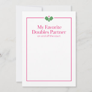 Pickleball Doppelpartnerkarte   Pink Grün Mitteilungskarte