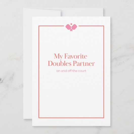 Pickleball Doppelpartnerkarte | Pink Orange (Vorderseite)