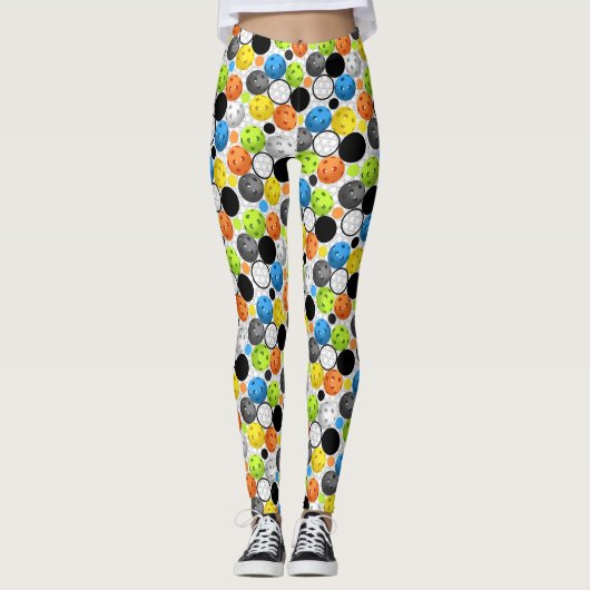 Pickleball Druck, multi Farbe Leggings (Vorderseite)