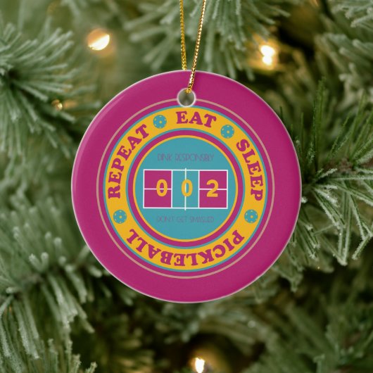 Pickleball Eat Sleep Pickleball-Maroon benutzerdef Keramik Ornament (Baum)