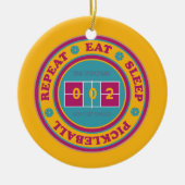 Pickleball Eat Sleep Pickleball-orangefarbener Tex Keramik Ornament (Vorne)