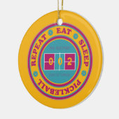 Pickleball Eat Sleep Pickleball-orangefarbener Tex Keramik Ornament (Links)