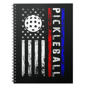 Pickleball-Enthusiasten 4. Juli Amerikanische Flag Notizblock