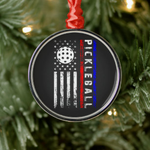 Pickleball-Enthusiasten 4. Juli Amerikanische Flag Ornament Aus Metall