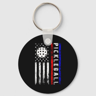 Pickleball-Enthusiasten 4. Juli amerikanische Flag Schlüsselanhänger