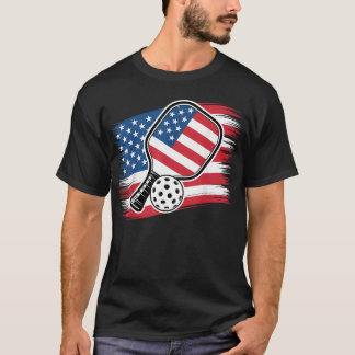 Pickleball-Enthusiasten 4. Juli Amerikanische Flag T-Shirt