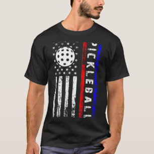 Pickleball-Enthusiasten 4. Juli amerikanische Flag T-Shirt