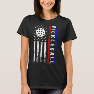 Pickleball-Enthusiasten 4. Juli Amerikanische Flag T-Shirt
