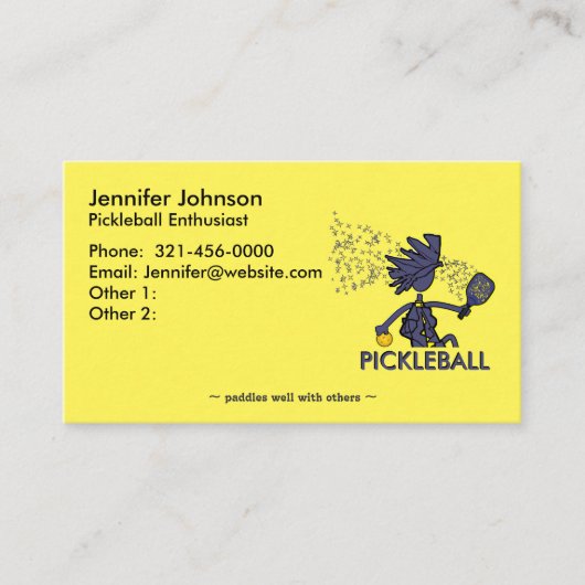 Pickleball Enthusiasten Business Card Visitenkarte (Vorderseite)