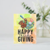 Pickleball-Erntedank mit Truthahn und Schläger Postkarte (Stehend Vorderseite)
