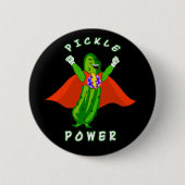 Pickleball Essiggurken-Power-Superheld Button (Vorderseite)