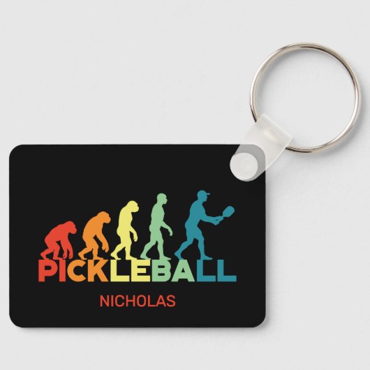 Pickleball Evolution Funny Individuelle Name Schlüsselanhänger (Vorderseite)