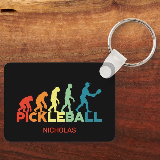 Pickleball Evolution Funny Individuelle Name Schlüsselanhänger (Vorderseite)