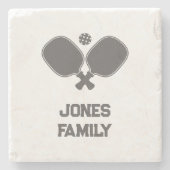 Pickleball Familienname Pickleball Paddle-Logo Steinuntersetzer (Vorderseite)