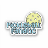 Pickleball Fanatic | Blaues und gelbes Pickleball Aufkleber (Vorderseite)