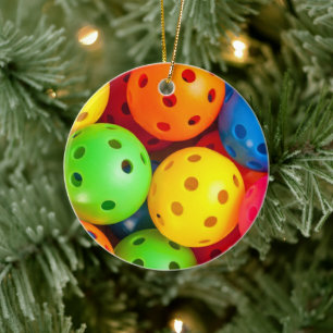 Pickleball farbenfroh keramik ornament