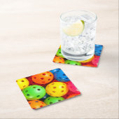 Pickleball farbenfroh rechteckiger pappuntersetzer (Vor Ort)