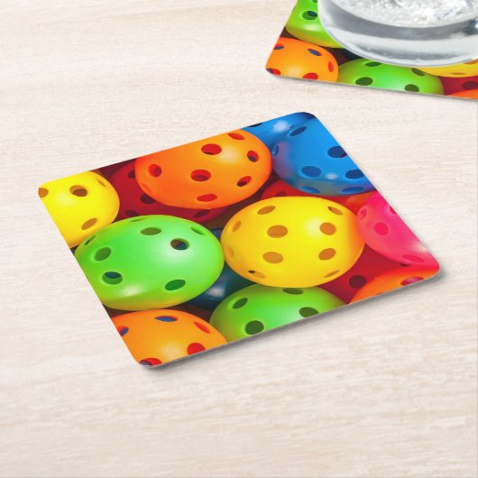 Pickleball farbenfroh rechteckiger pappuntersetzer (angewinkelt)