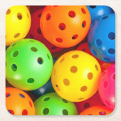 Pickleball farbenfroh rechteckiger pappuntersetzer (Vorderseite)