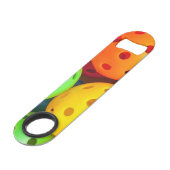 Pickleball farbenfroh speed flaschenöffner (Rückseite Schrägansicht)