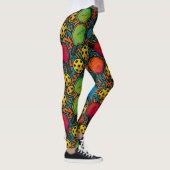 Pickleball - farbenfrohe Paddle Muster Urban Art Leggings (Rechts)