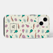 Pickleball! Farbiges Monogramm-Anfangsmuster iPhone Hülle (Rückseite (Horizontal))