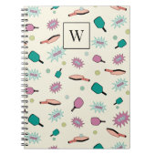 Pickleball! Farbiges Monogramm-Anfangsmuster Notizblock (Vorderseite)