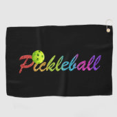 Pickleball Farbiges Schwarzes Sweattuch Golfhandtuch (Horizontal)