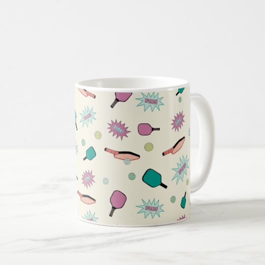 Pickleball! Farbliches Muster Kaffeetasse (VorderseiteRechts)