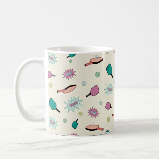 Pickleball! Farbliches Muster Kaffeetasse (Links)