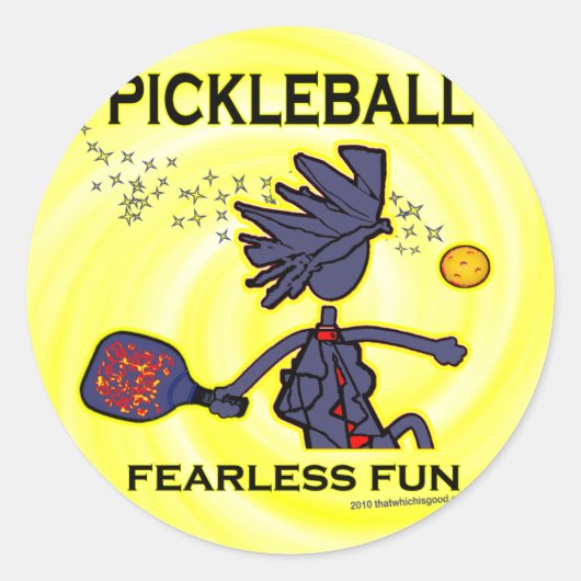 Pickleball Fearless Fun Runder Aufkleber (Vorderseite)