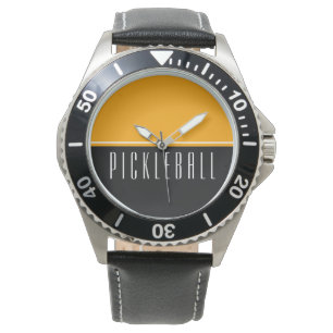 PICKLEBALL Fett goldgelber schwarzer Farbblock Armbanduhr