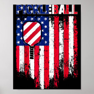Pickleball-Flagge mit Paddle für patriotische Spie Poster