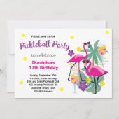 Pickleball Flamingos B'day Einladung + UAWG (Vorderseite)