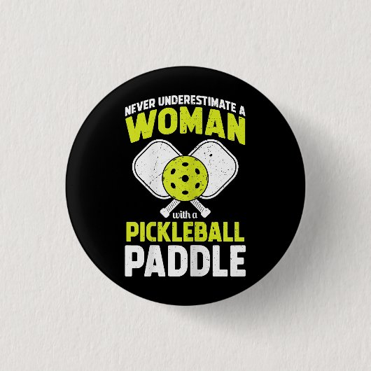 Pickleball-Frau Lustiges Pickleball-Spieler-Gesche Button (Vorderseite)