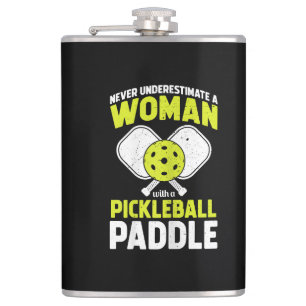 Pickleball-Frau Lustiges Pickleball-Spieler-Gesche Flachmann