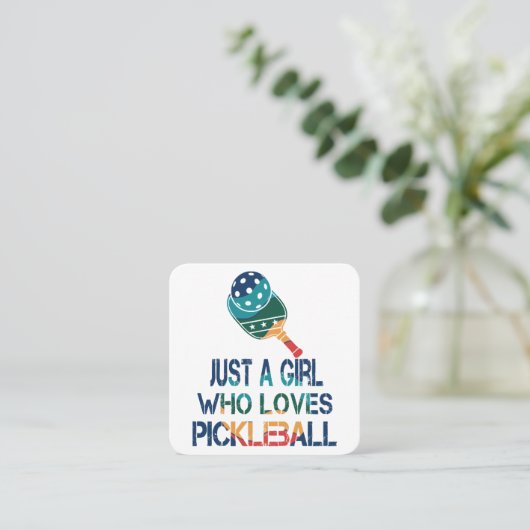 Pickleball Frauen Regenbogen Quadratische Visitenkarte (Stehend Vorderseite)